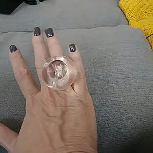 Clear lucite statement ring; size 7